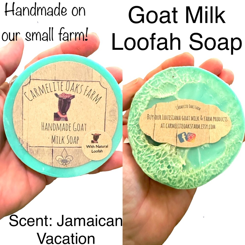 🆕 Goat Milk Loofah Soap, Handmade on our small farm